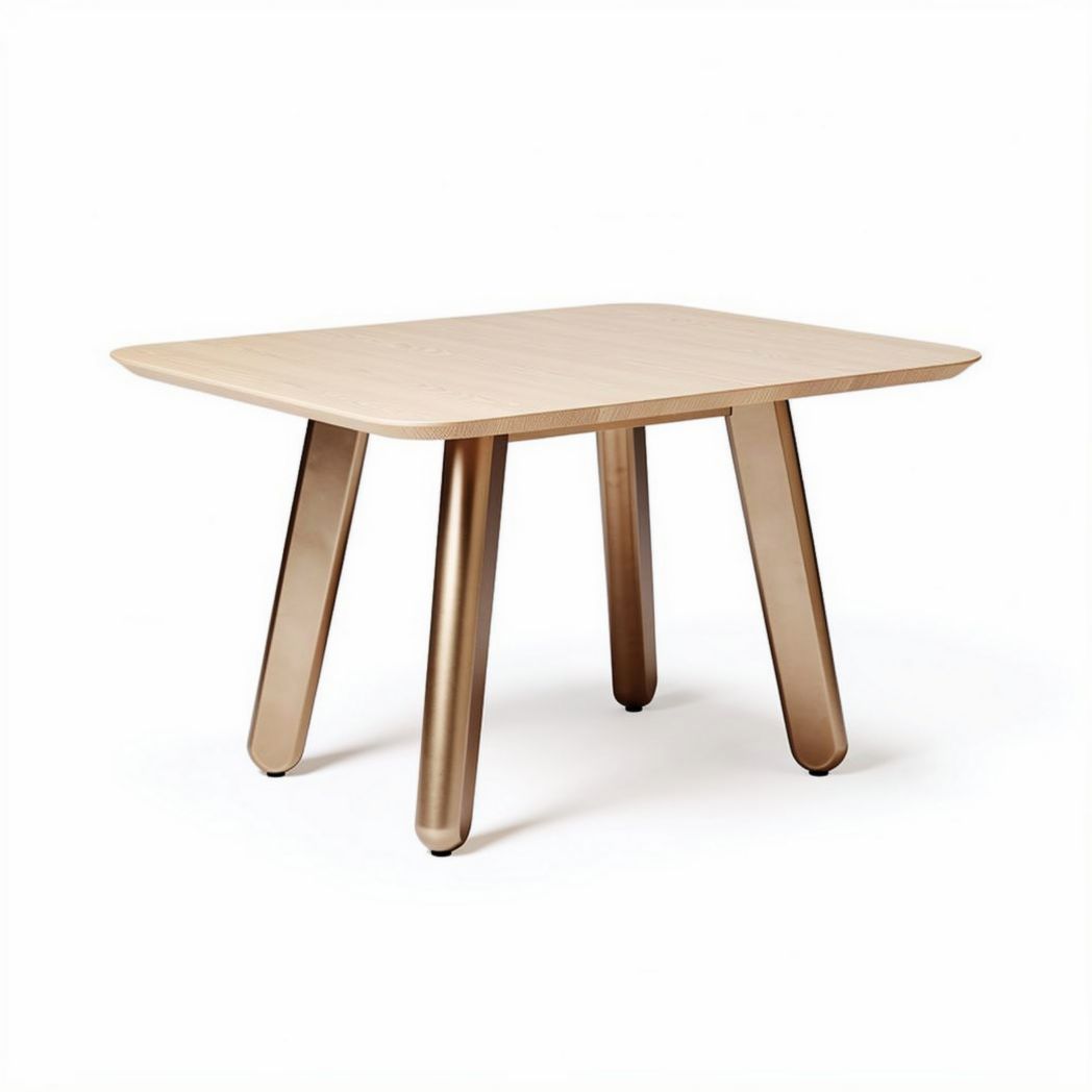 Wooden square table with metal legs for dining or workspace 80 x 80 x 75cm