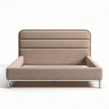 Fabric upholstered bed frame with metal legs in taupe 200 x 160 x 100cm