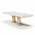 Marble dining table with ribbed metal base and rectangular design 200 x 100 x 75cm