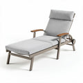 Outdoor adjustable lounge chair with padded seat and backrest grey color 180 x 65 x 30cm